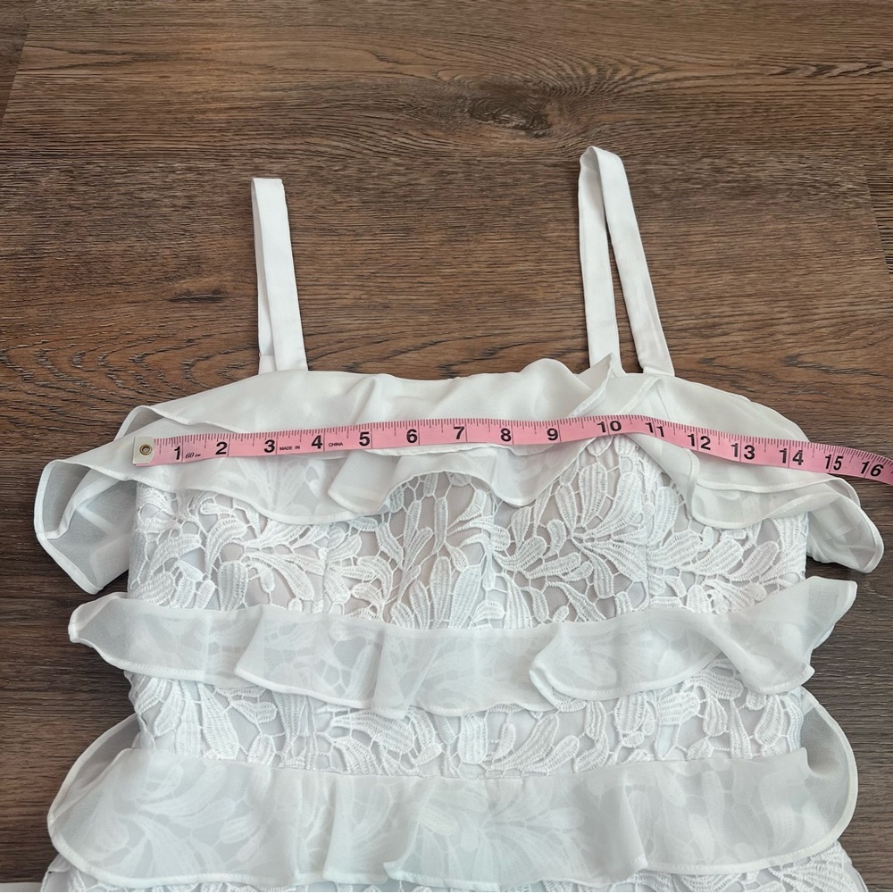 Lilly Pulitzer White Lace Ruffle Tiered Dress Size 2 Chiffon Mini Dress Bridal - Picture 8 of 9